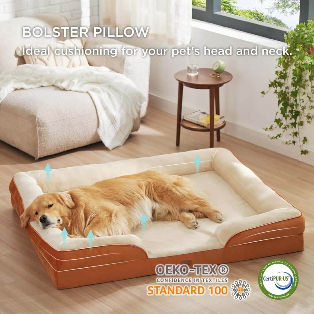 Bedsure Orthopedic Bed for Medium Dogs - Waterproof Dog Sofa Bed Medium, Supportive Foam Pet Couch with Removable Washable Cover, Waterproof Lining and Nonskid Bottom, Grey