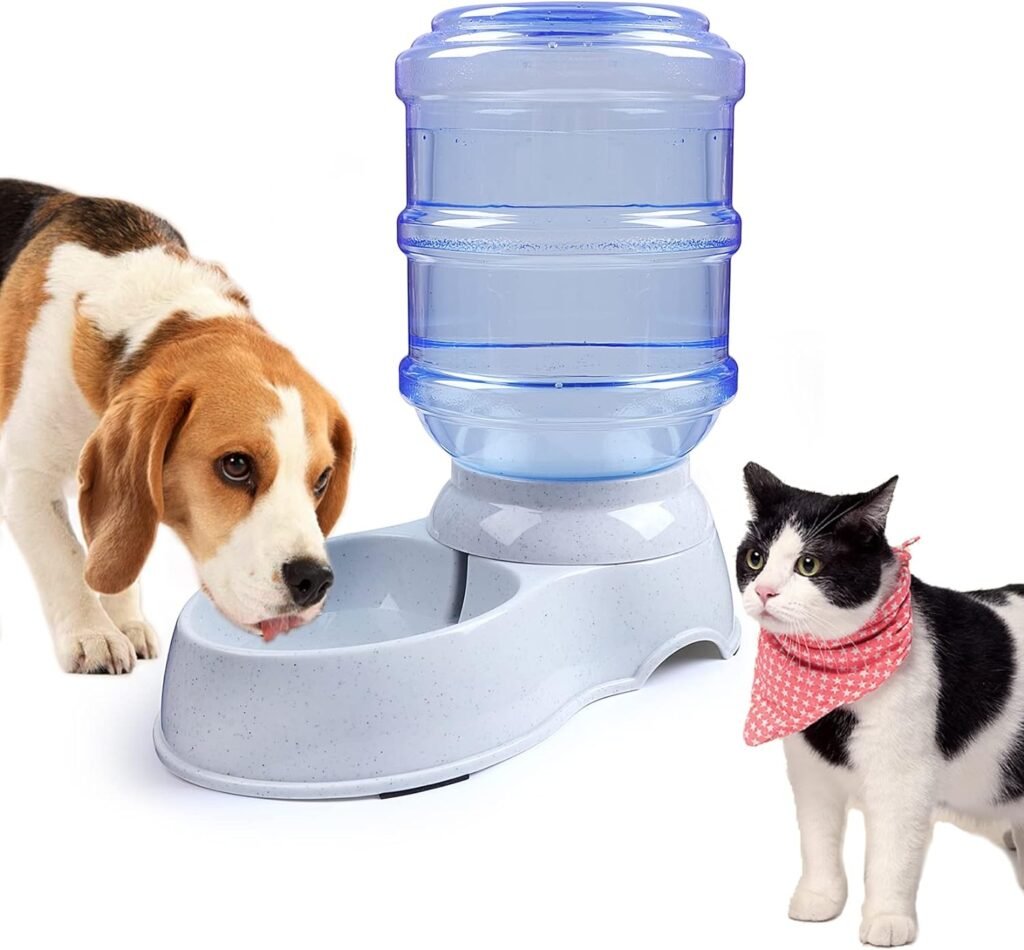 Pet Water Dispenser Station - 1 Gal Replenish Pet Waterer for Dog Cat Animal Automatic Gravity Water Drinking Fountain Bottle Bowl Dish Stand