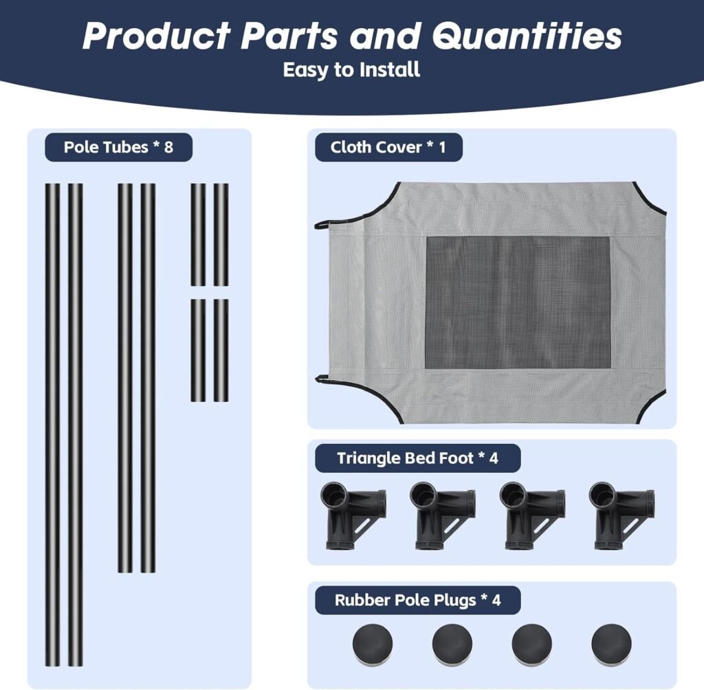 Dog Bed with Metal Frame, （Small- 24x 18x 7） Elevated Pet Cot for Dog and Cat Raised Portable Washable  Breathable Mesh, No-Slip Feet Durable for Indoor  Outdoor Use