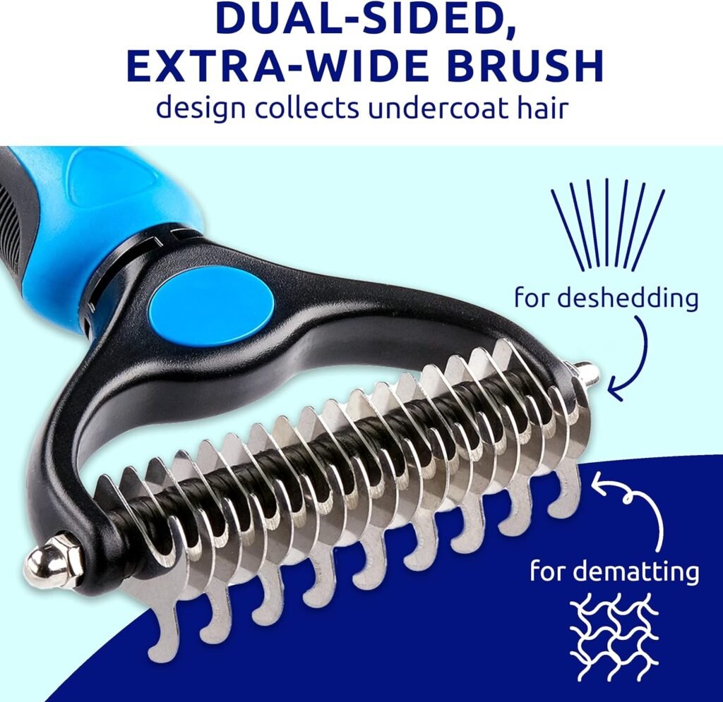 Pat Your Pet Deshedding Brush - Double-Sided Undercoat Rake for Dogs  Cats - Shedding Comb and Dematting Tool for Grooming, Extra Wide